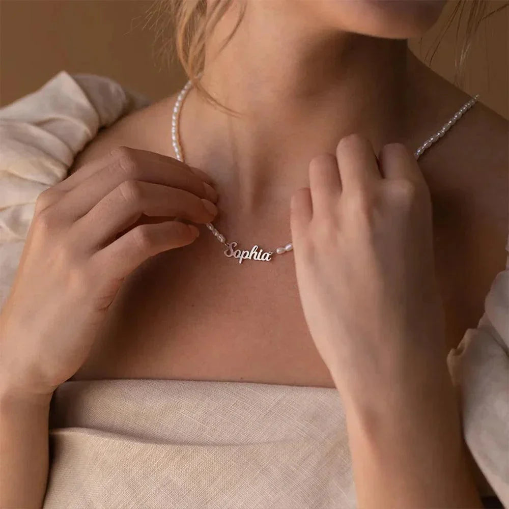 Colar personalizável - Corrente de pérolas - Modelo premium