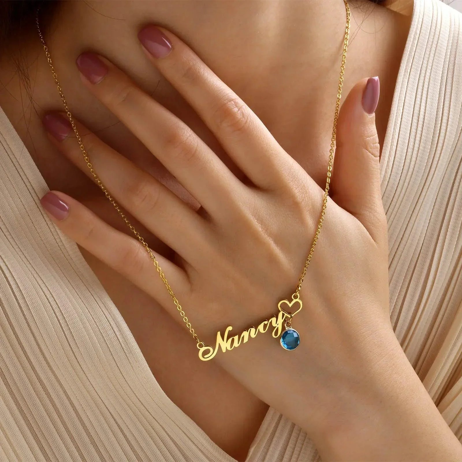 Colar personalizável - Pedra de aniversário - Banho em ouro 18k